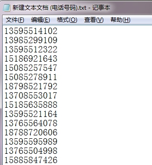 電話號(hào)碼文本文檔
