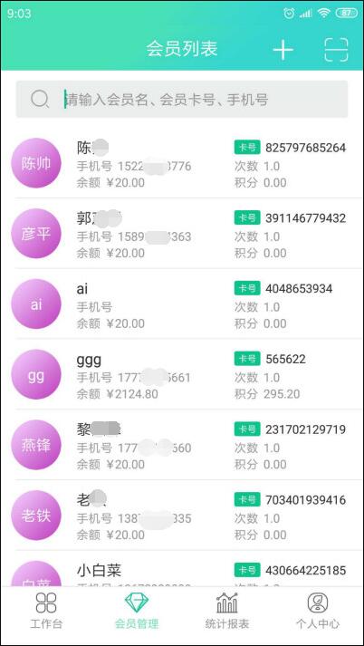 會員列表信息