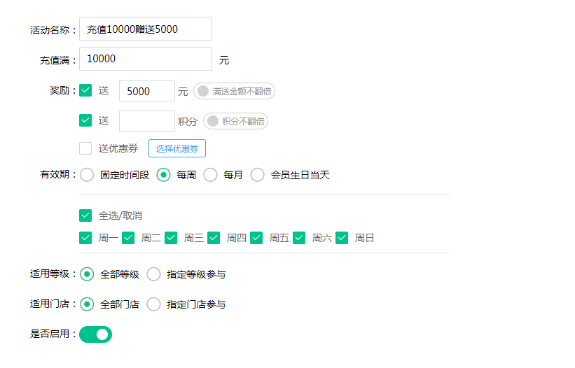 優(yōu)惠活動贈送積分